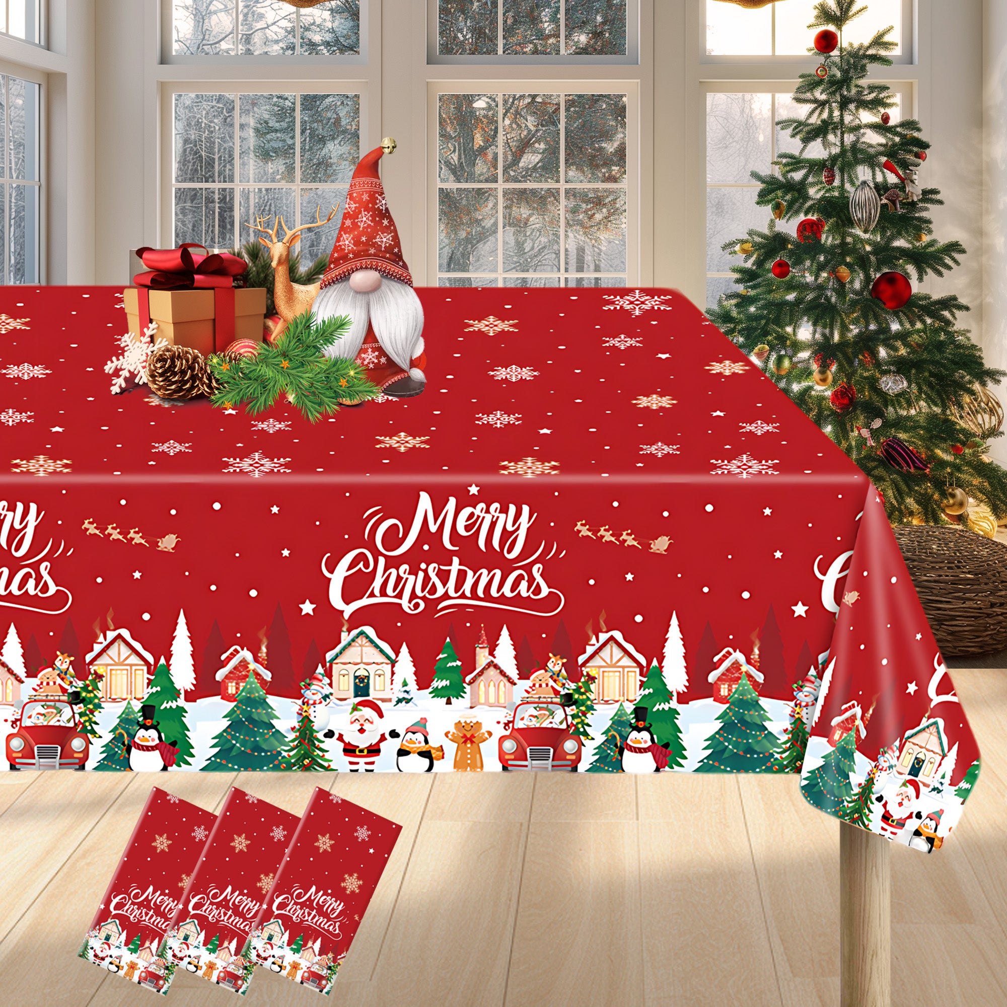 Merry Christmas Plastic Tablecloth