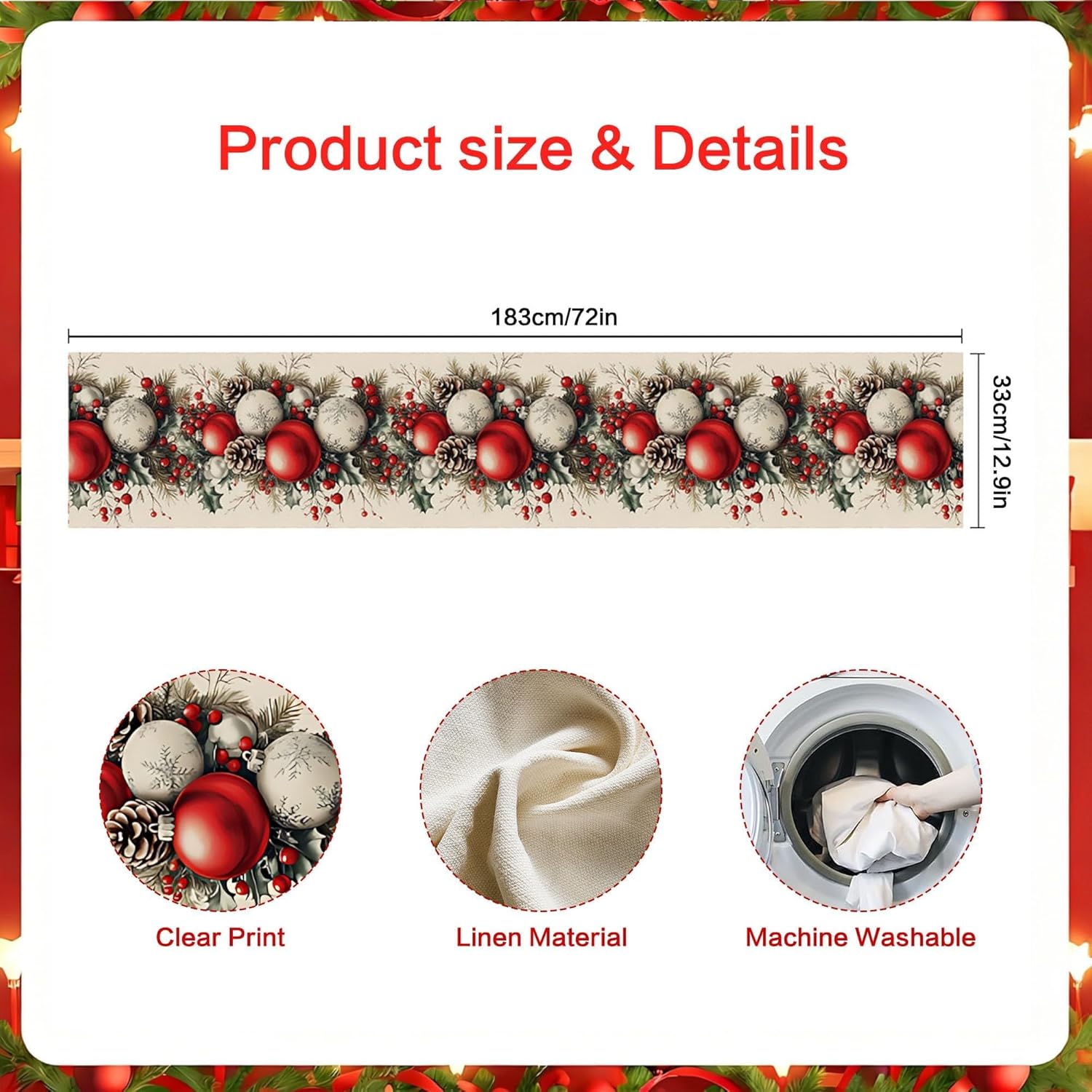 Christmas Linen Table Runner