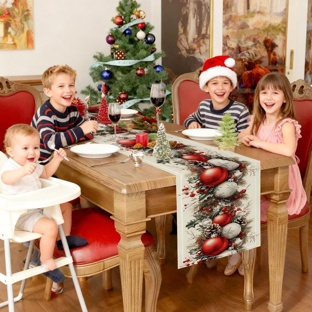 Christmas Linen Table Runner