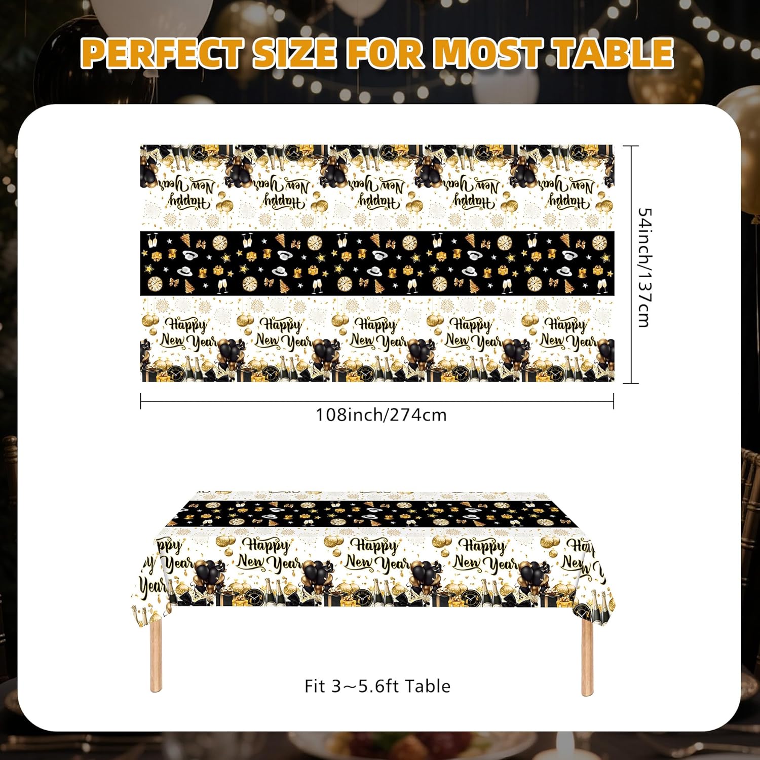 Happy New Year Tablecloths 2026