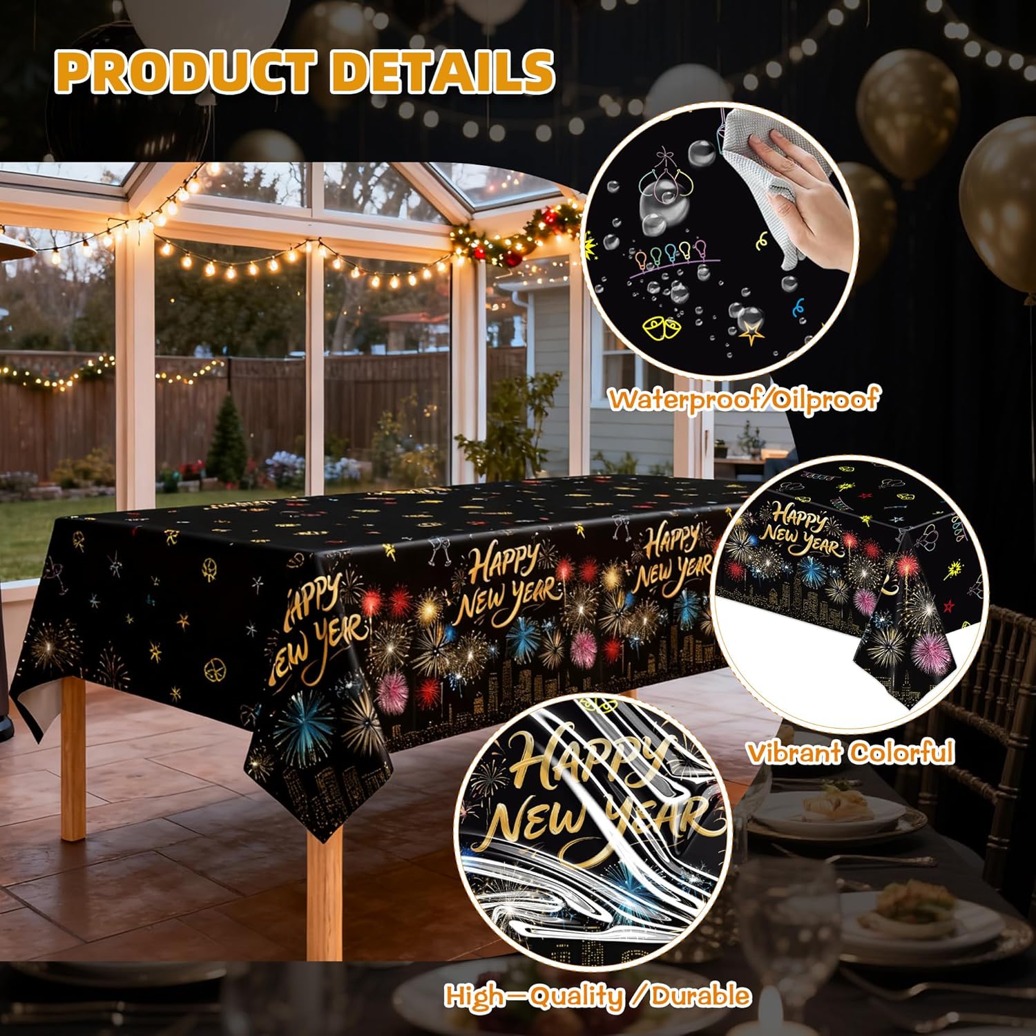 Happy New Year Tablecloths 2026