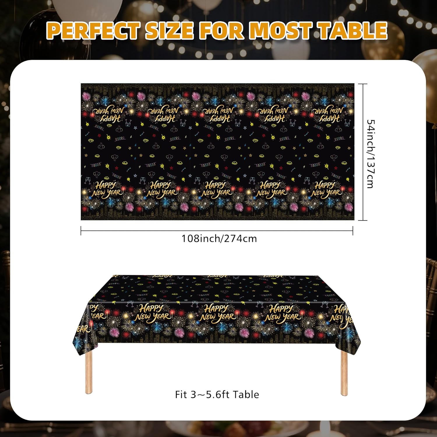 Happy New Year Tablecloths 2026