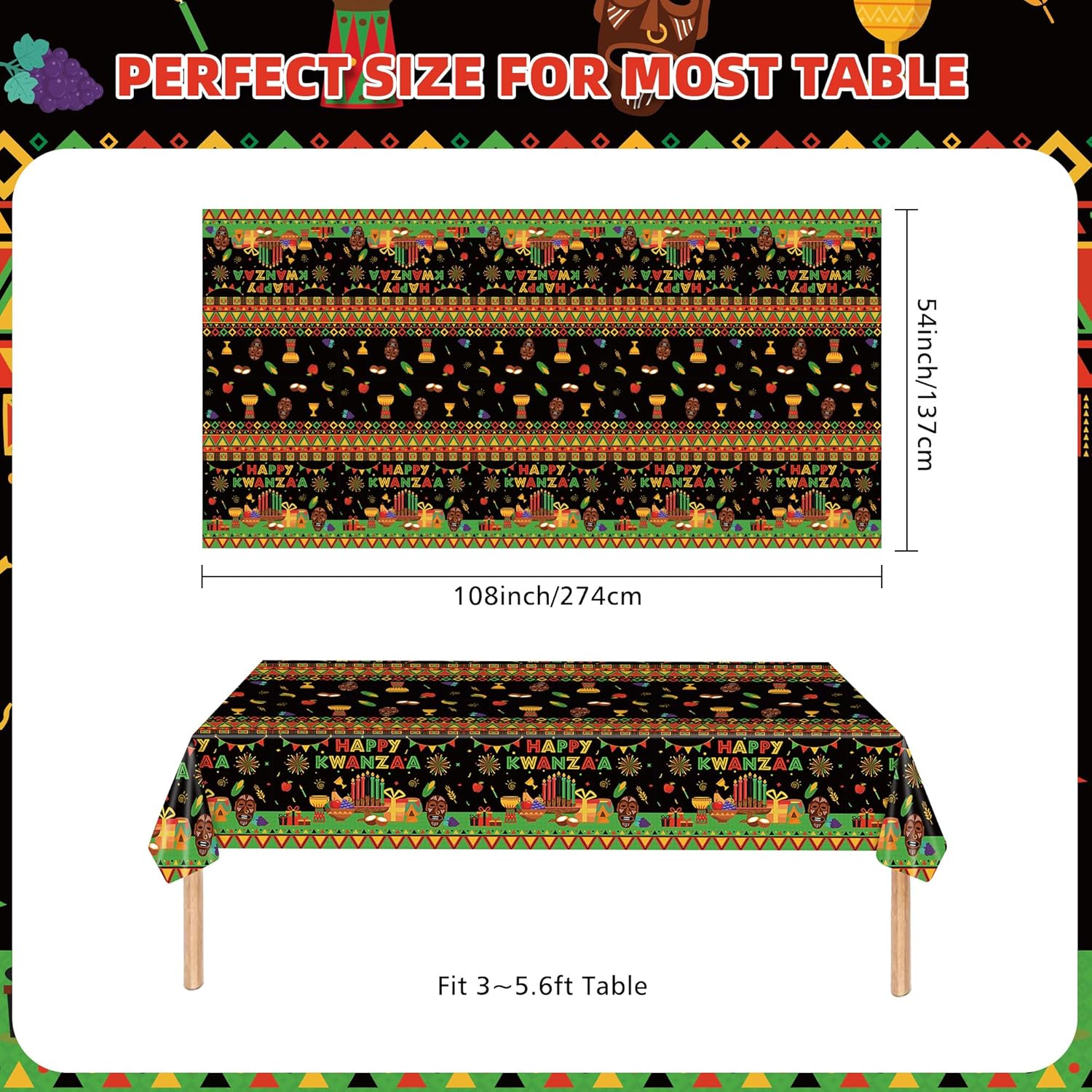 Happy Kwanzaa Plastic Table Cloth