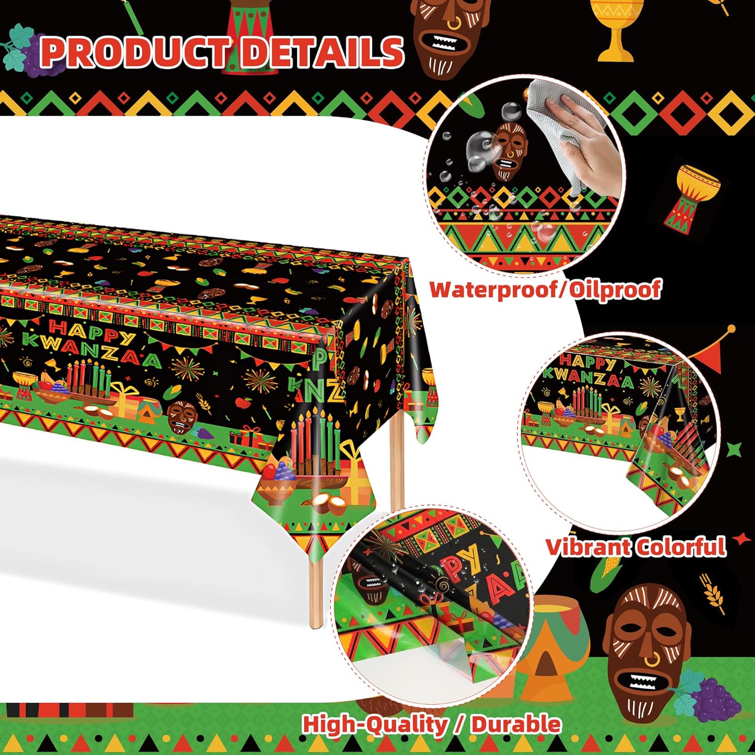 Happy Kwanzaa Plastic Table Cloth