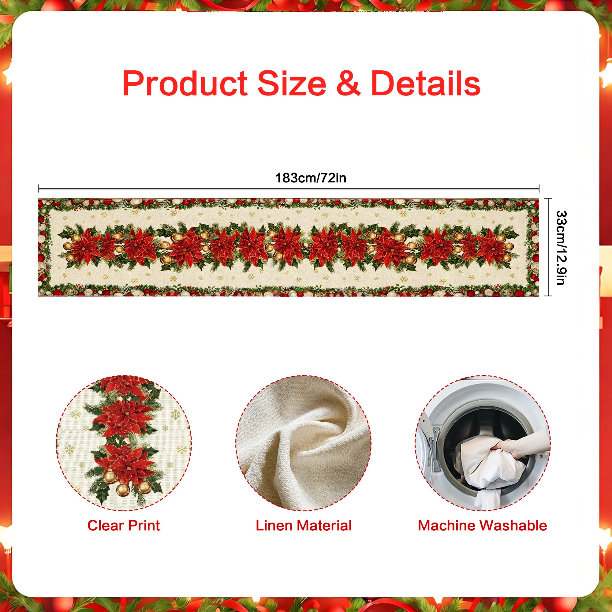 Christmas Linen Table Runner