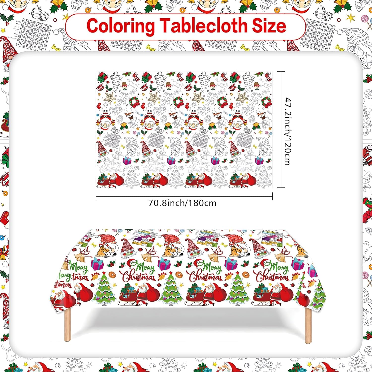 Christmas Coloring Tablecloth for Kids
