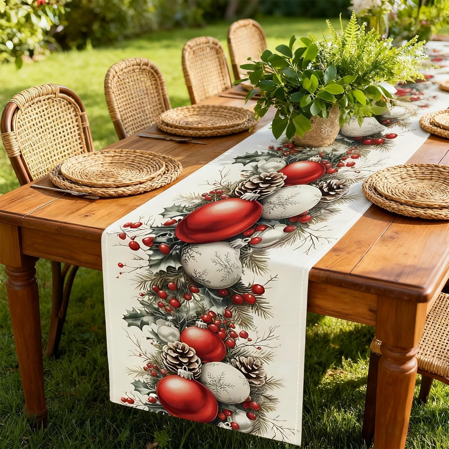 Christmas Linen Table Runner