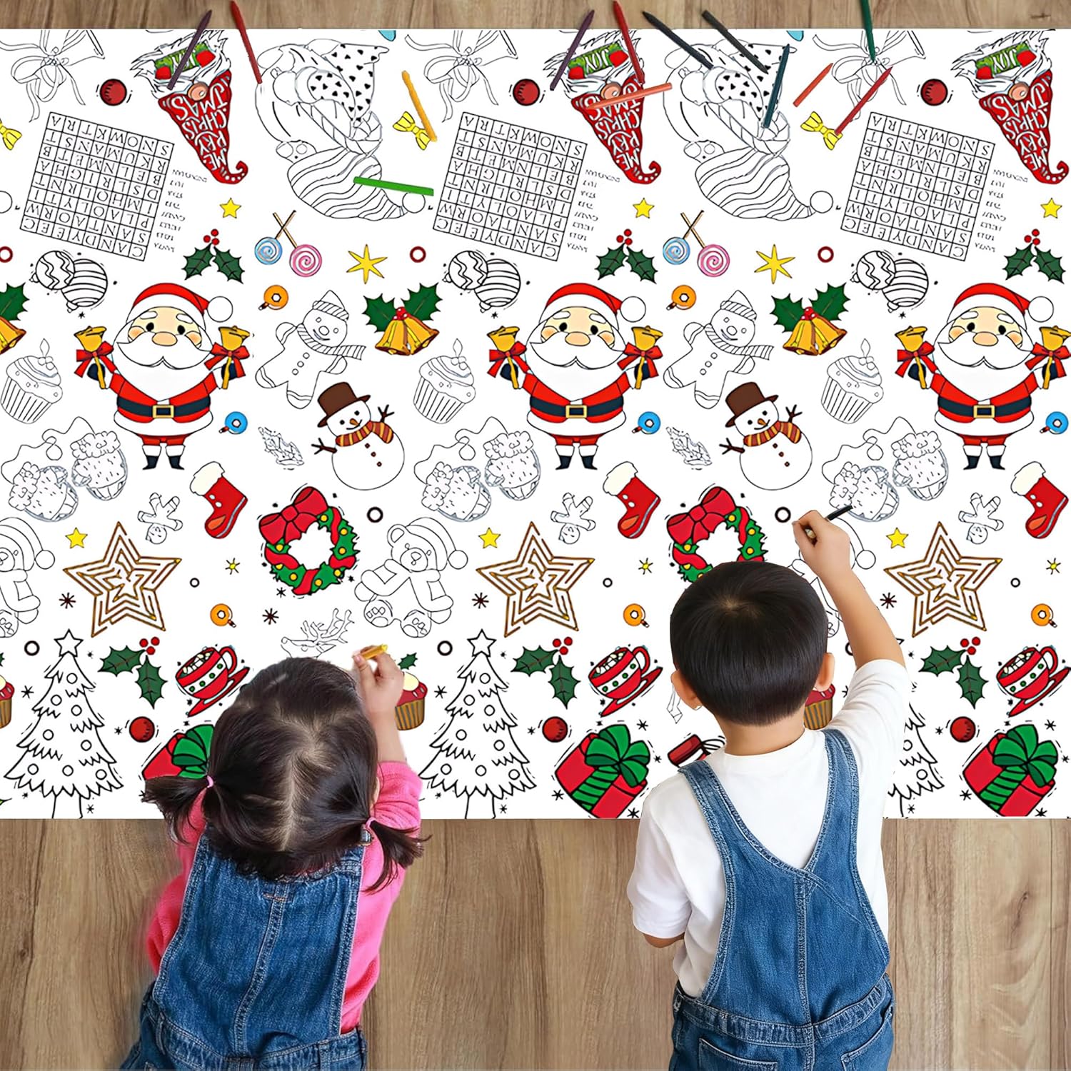 Christmas Coloring Tablecloth for Kids