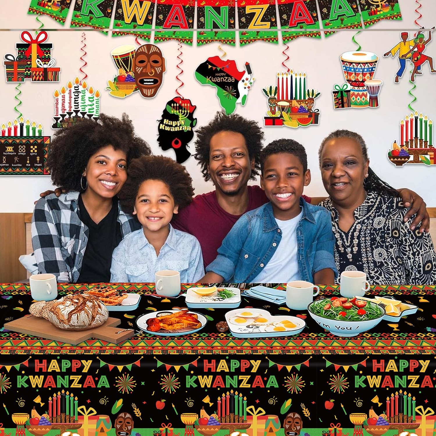 Happy Kwanzaa Plastic Table Cloth