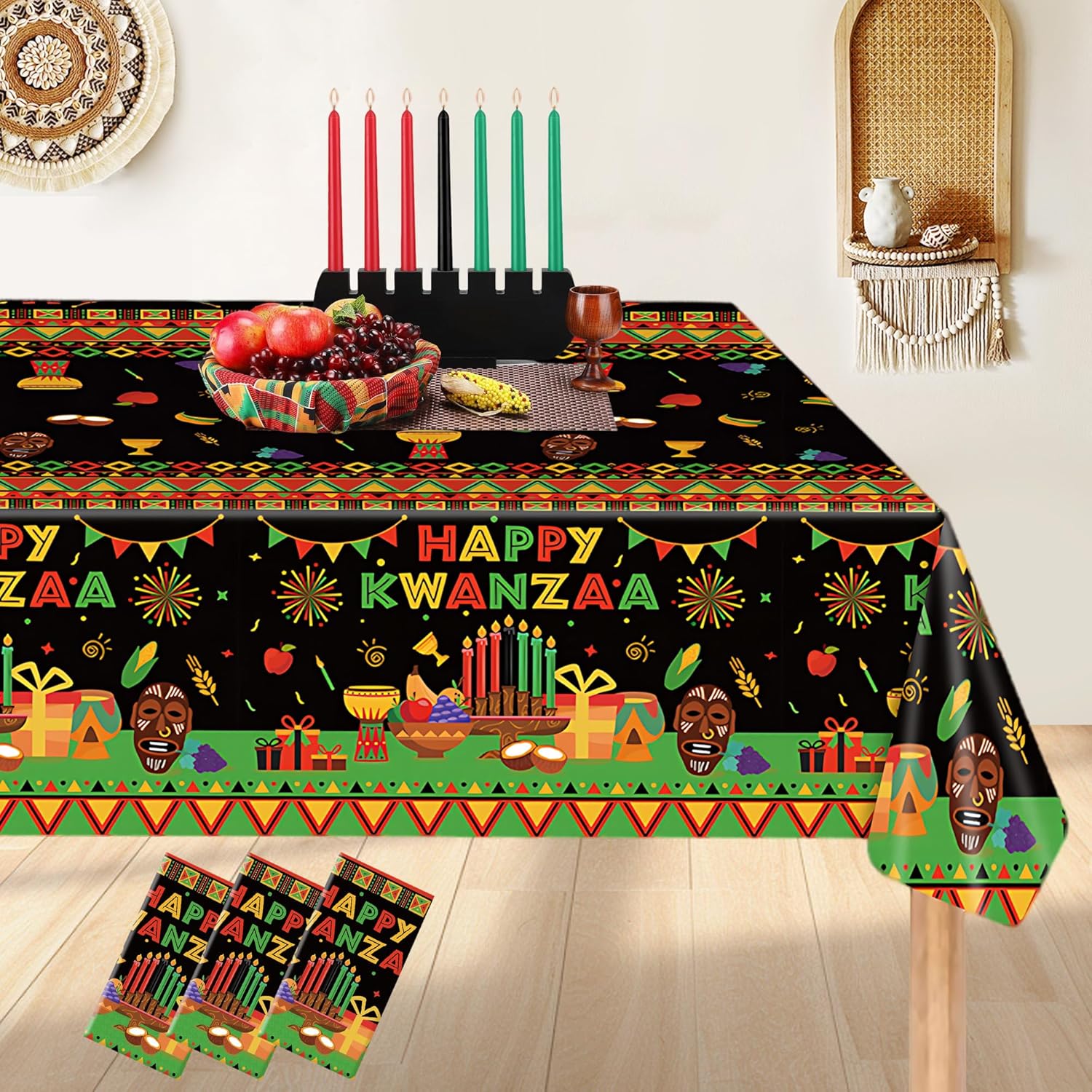 Happy Kwanzaa Plastic Table Cloth