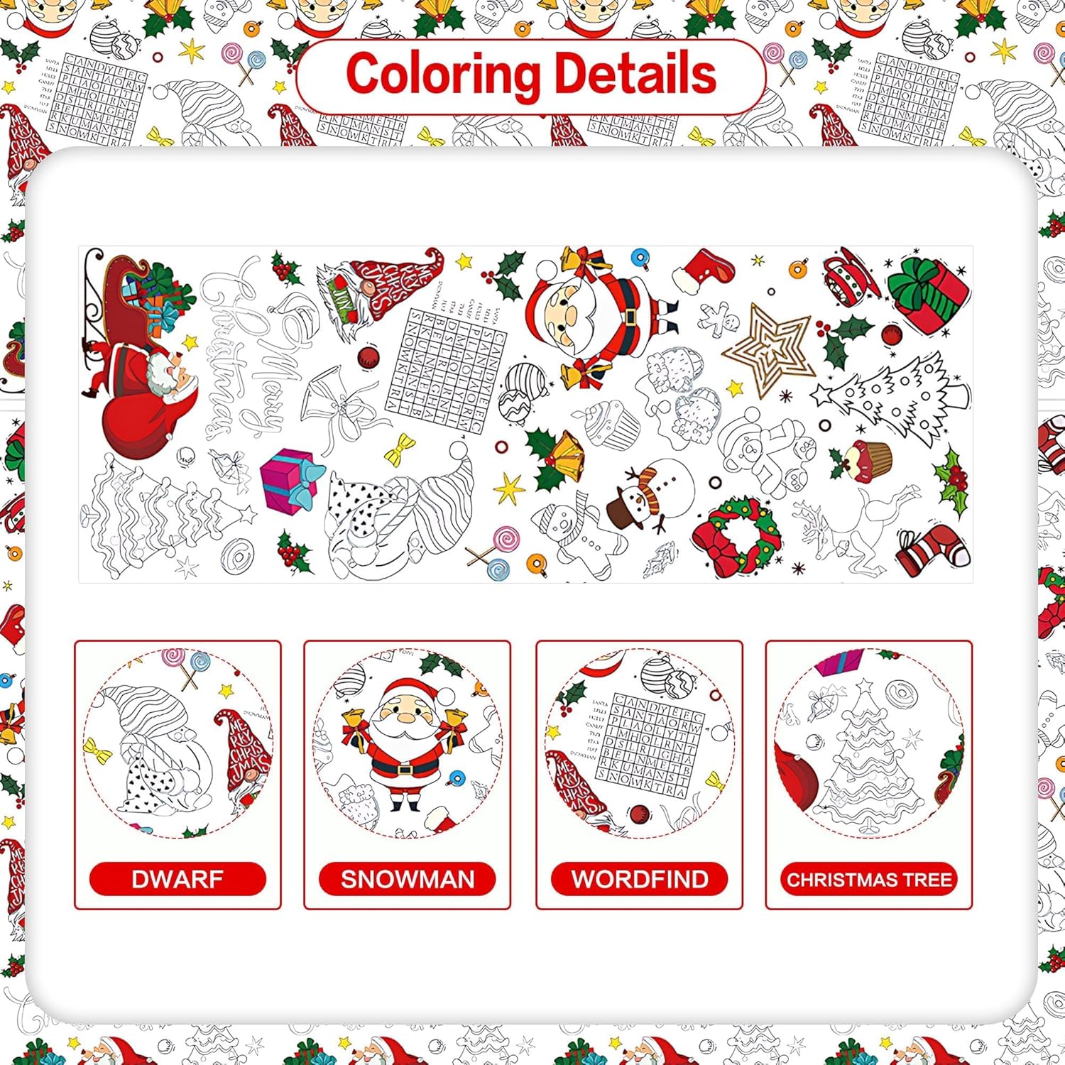 Christmas Coloring Tablecloth for Kids