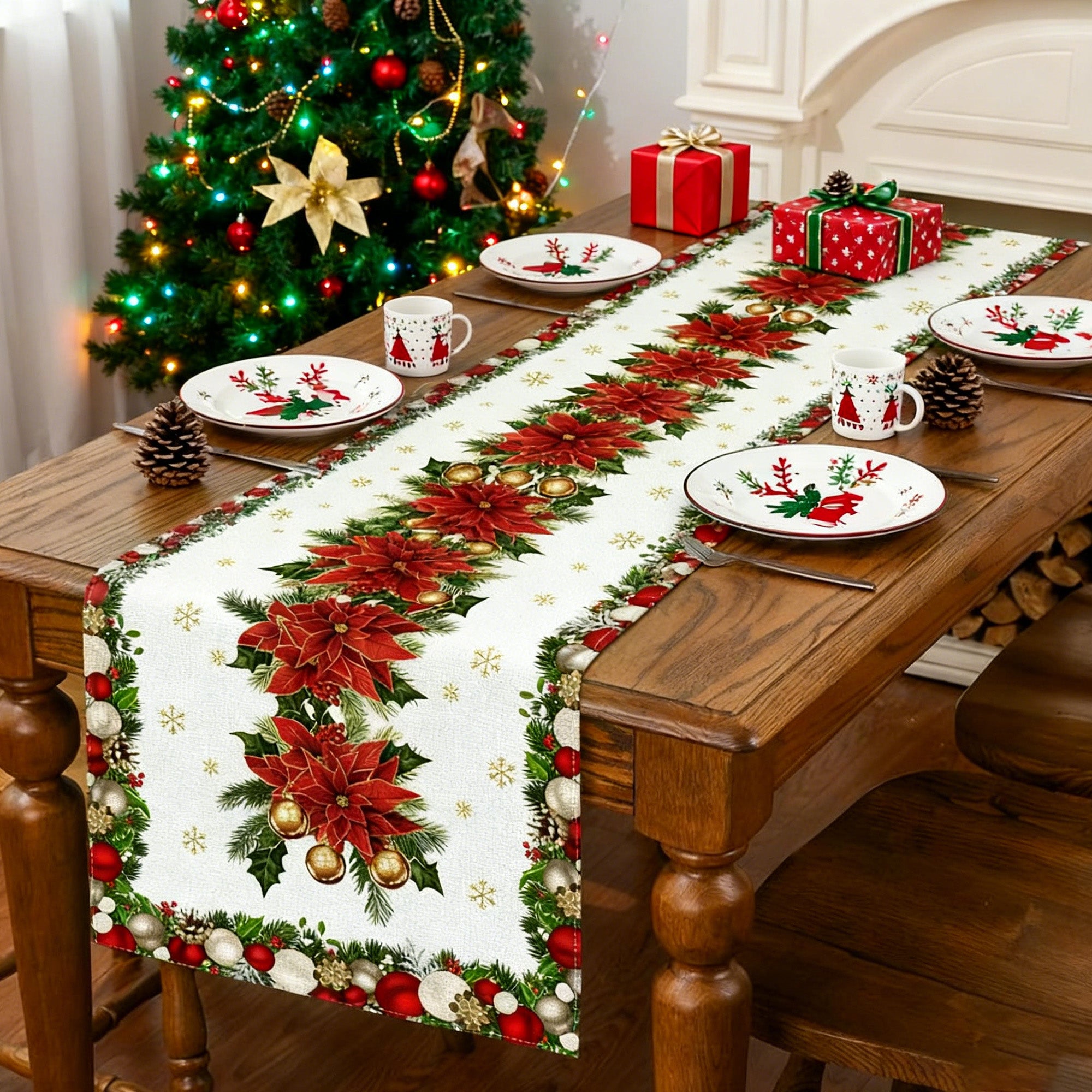 Christmas Linen Table Runner