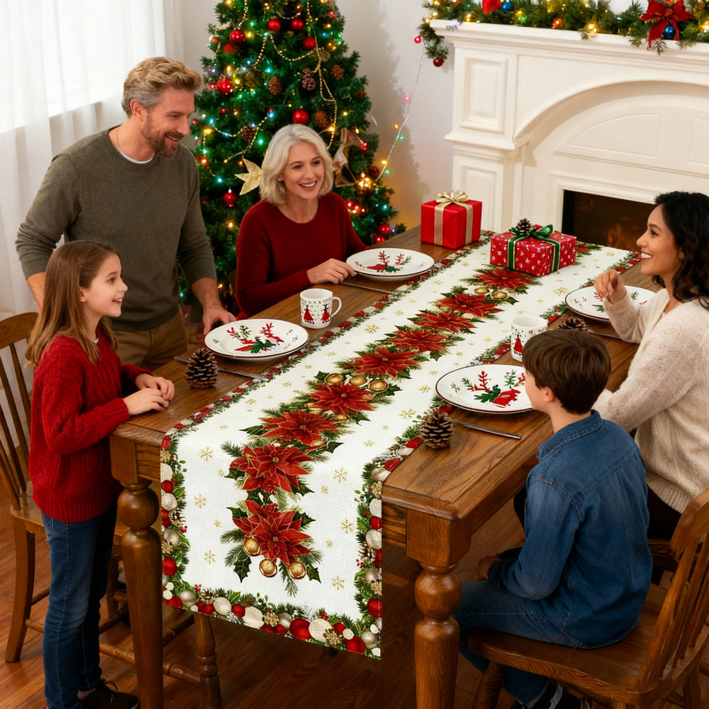 Christmas Linen Table Runner