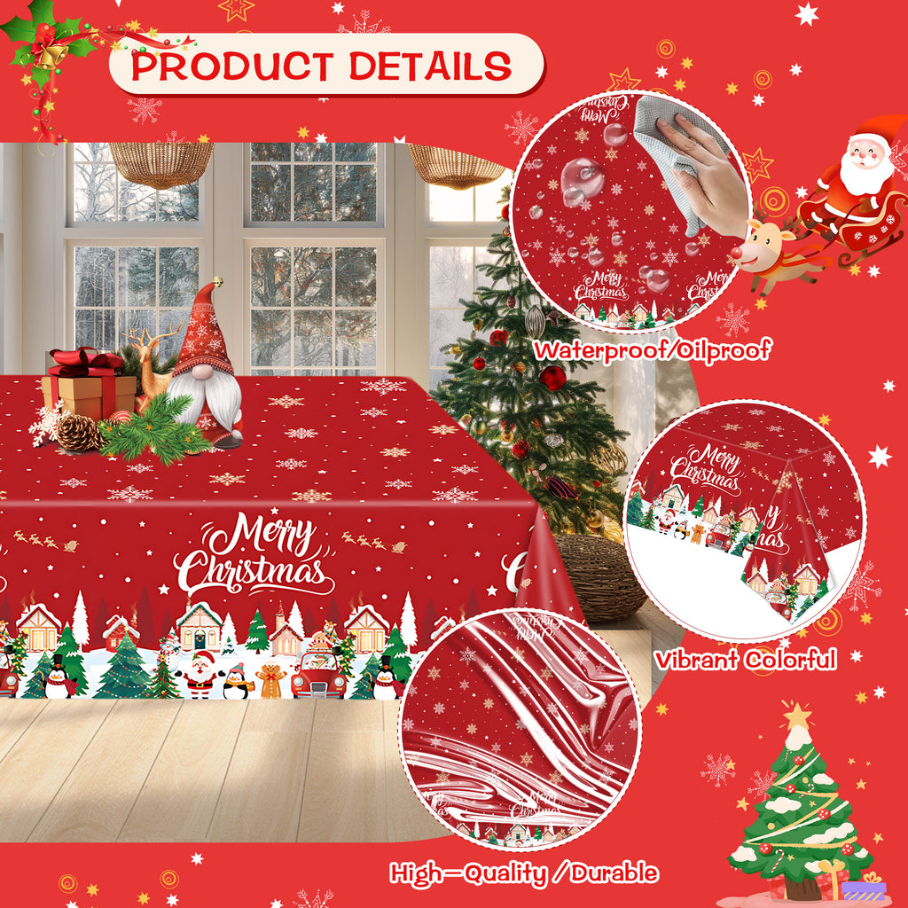 Merry Christmas Plastic Tablecloth