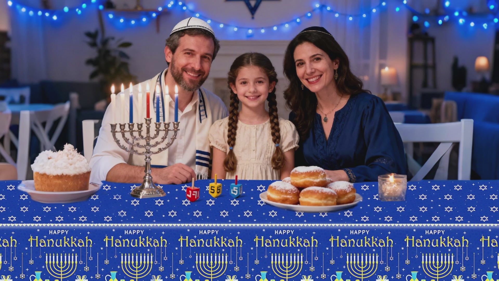 Jewish Hanukkah Plastic Tablecloths