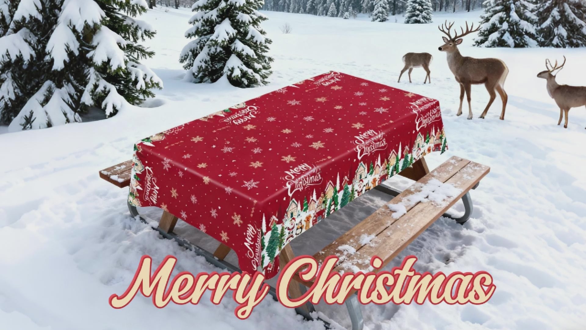 Merry Christmas Plastic Tablecloth