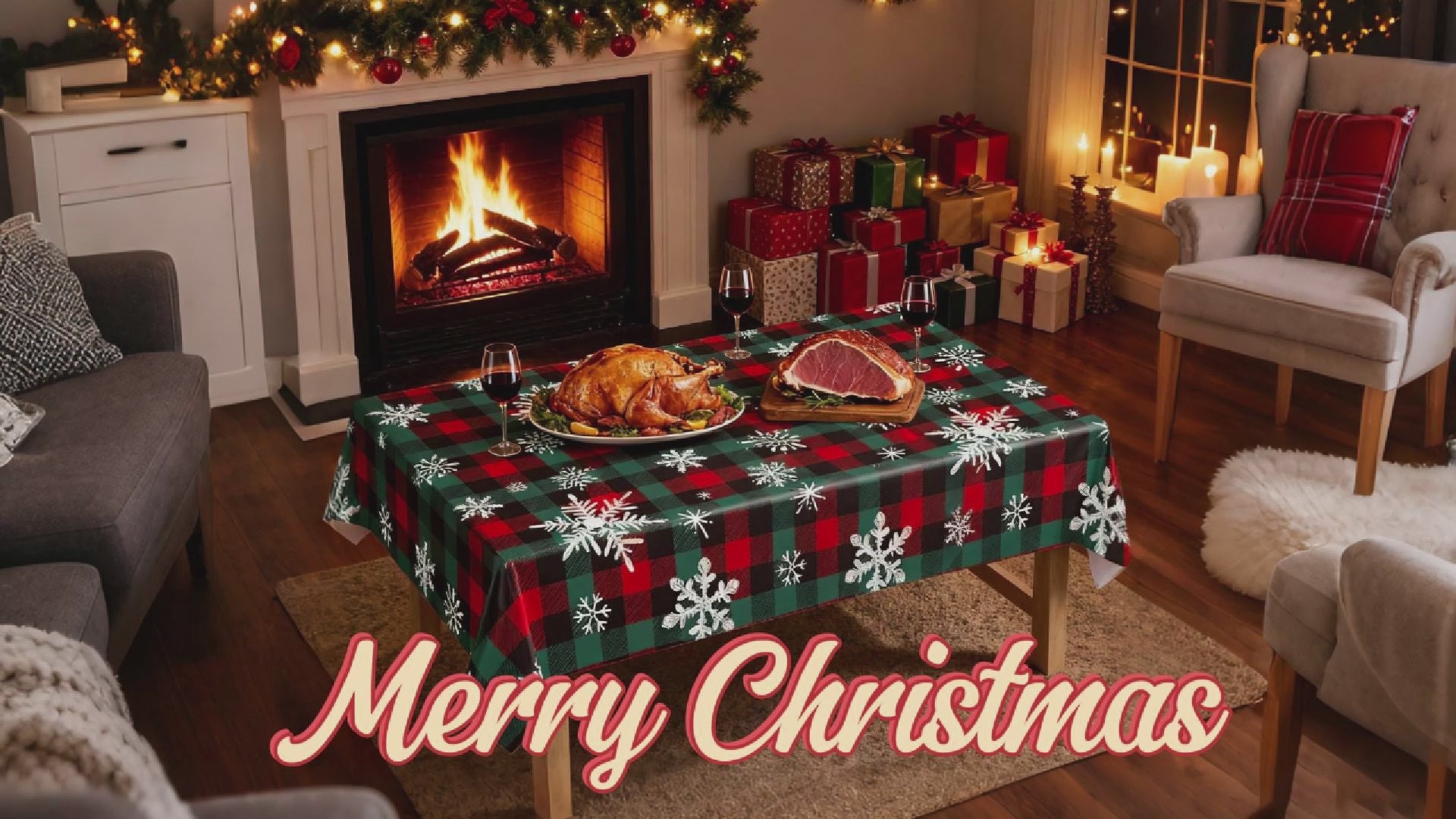 Christmas Plastic Disposable Table Cloth