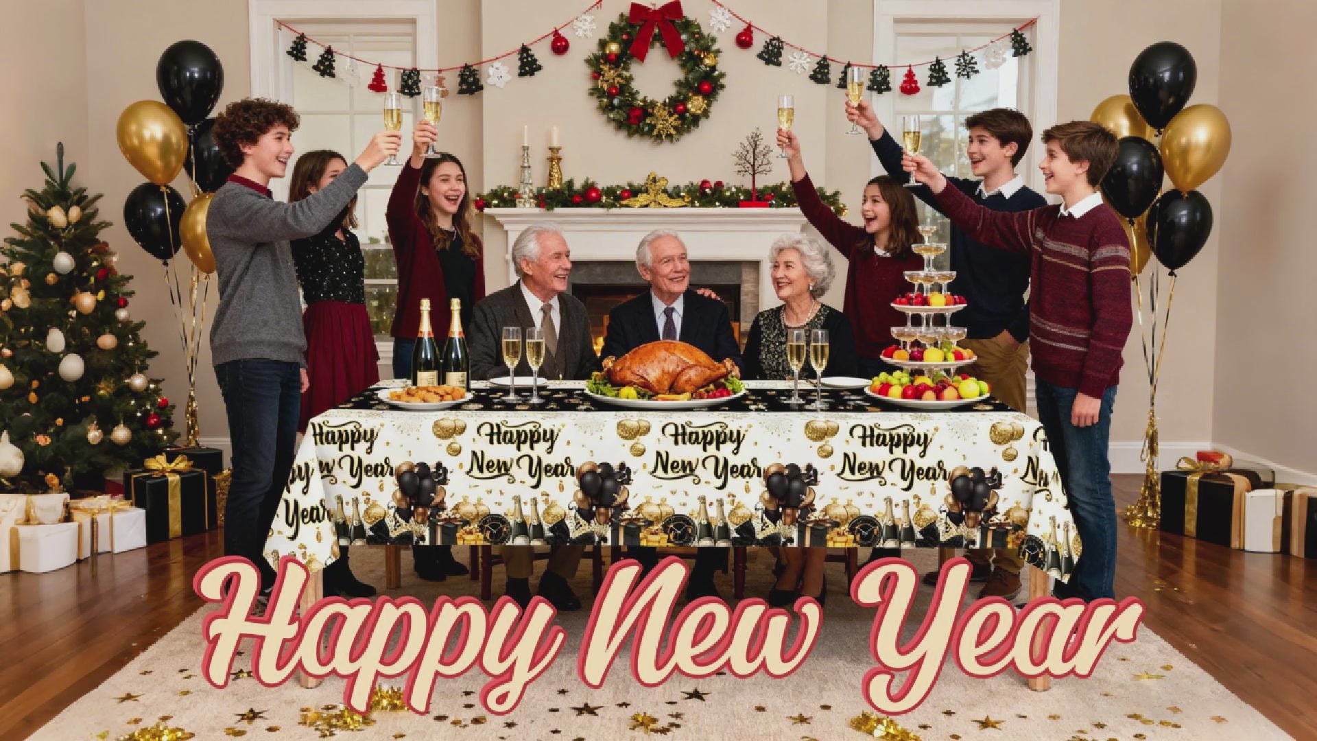 Happy New Year Tablecloths 2026