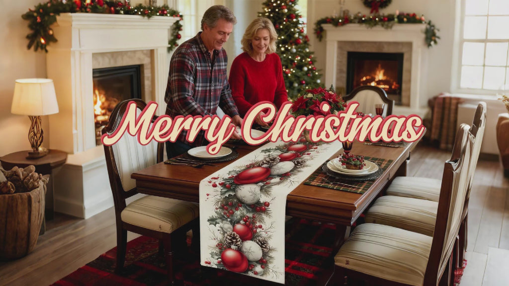 Christmas Linen Table Runner